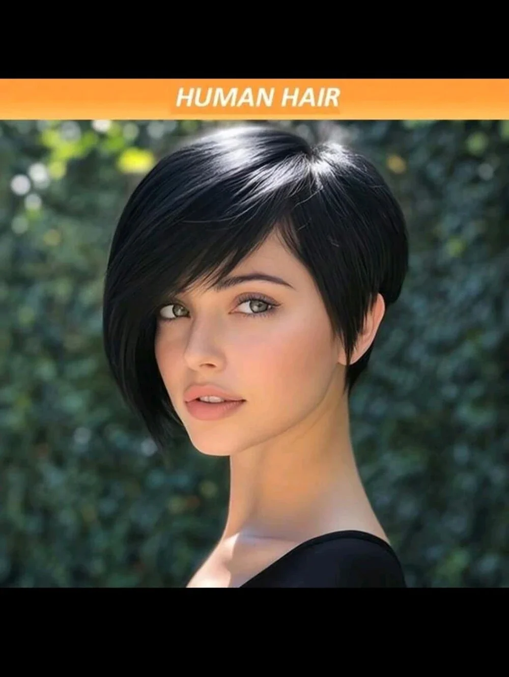 Short Layered Pixie Bob Wig - Black